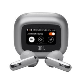 JBL Live Flex 3 - Silver - True wireless noise-cancelling open-stick earbuds - Hero JBL Live Flex 3 - Silver - True wireless noise-cancelling open-stick earbuds - Hero